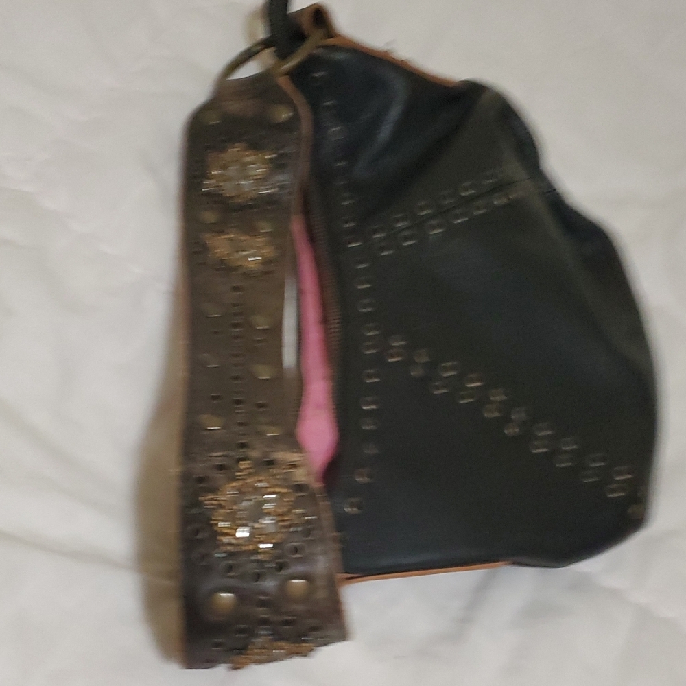 Betsey Johnson Black Studded Hobo Bag - Picture 3 of 16